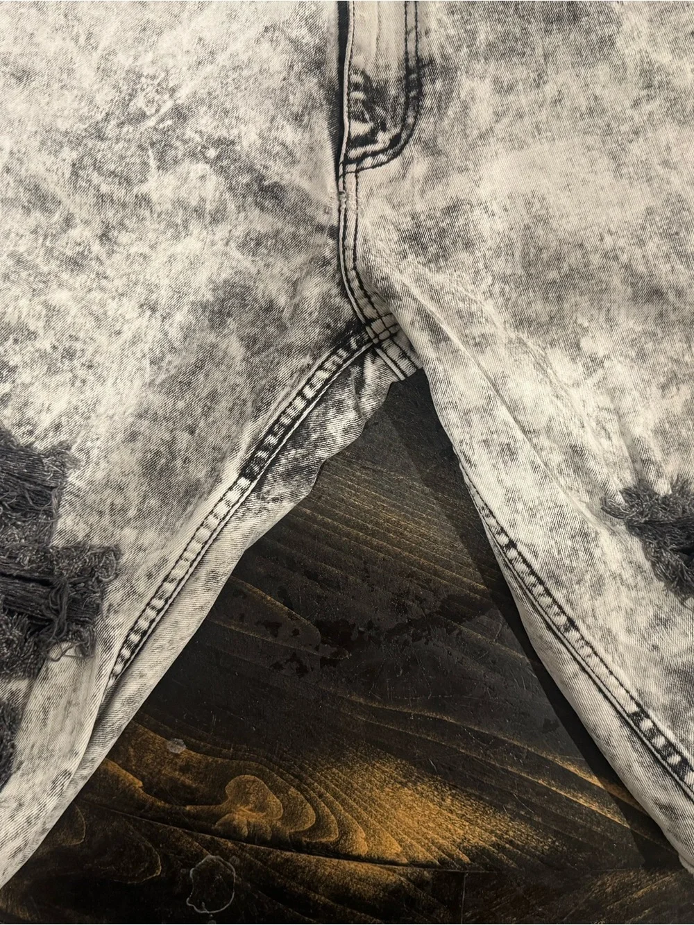 H&M’s Men's Acid Wash Black Denim Shorts - Distressed Style